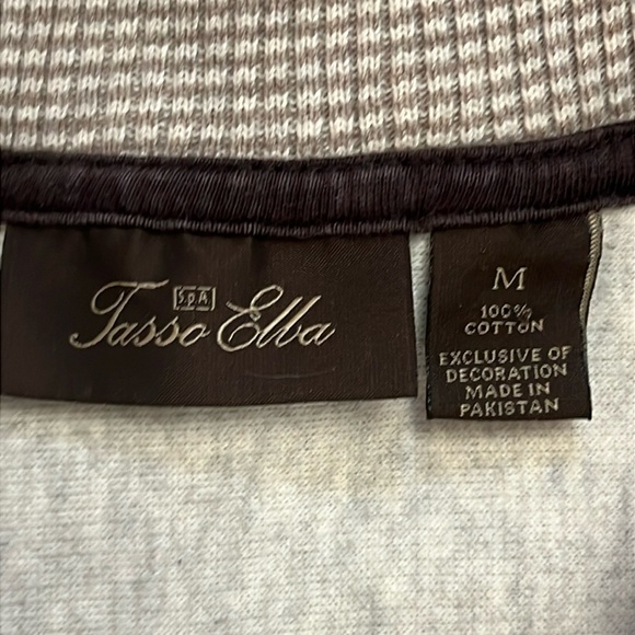 Tasso Elba 1/4 Zip Pullover Gray Taupe Ribbed Cotton All-Season Layer Large - Picture 3 of 10
